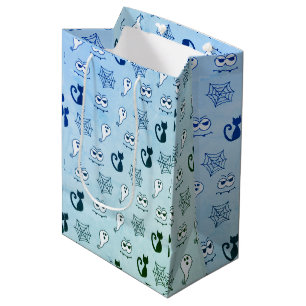 Geist, Spinnennetze und schwarze Katzen Blau Mittlere Geschenktüte