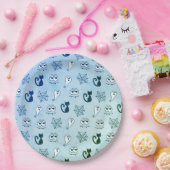 Geist, Spinnennetze und schwarze Katzen Blau Pappteller (Party)