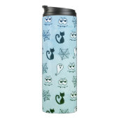 Geist, Spinnennetze und schwarze Katzen Blau Thermosbecher (Nach rechts gedreht)