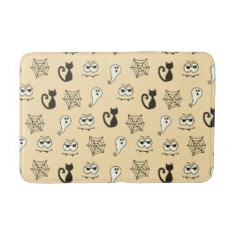 Geist, Spinnennetze und schwarze Katzen Gelb Badematte