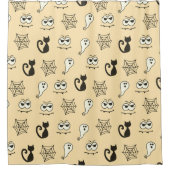 Geist, Spinnennetze und schwarze Katzen Gelb Duschvorhang (Vorderseite)