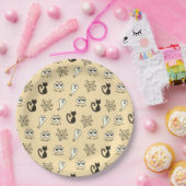 Geist, Spinnennetze und schwarze Katzen Gelb Pappteller (Party)