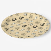 Geist, Spinnennetze und schwarze Katzen Gelb Pappteller (Schrägansicht)