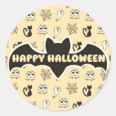 Geist, Spinnennetze und schwarze Katzen Gelb Runder Aufkleber (Vorderseite)