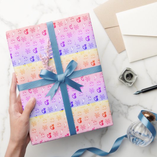 Geist, Spinnennetze und Schwarze Katzen Regenbogen Geschenkpapier (Schenken)
