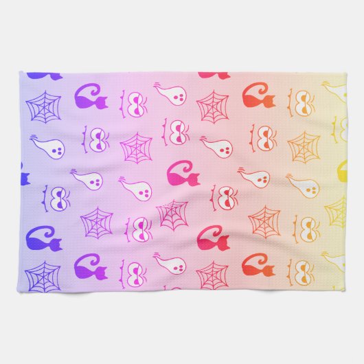 Geist, Spinnennetze und Schwarze Katzen Regenbogen Geschirrtuch (Horizontal)