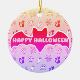 Geist, Spinnennetze und Schwarze Katzen Regenbogen Keramik Ornament