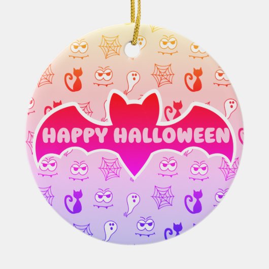 Geist, Spinnennetze und Schwarze Katzen Regenbogen Keramik Ornament (Vorne)