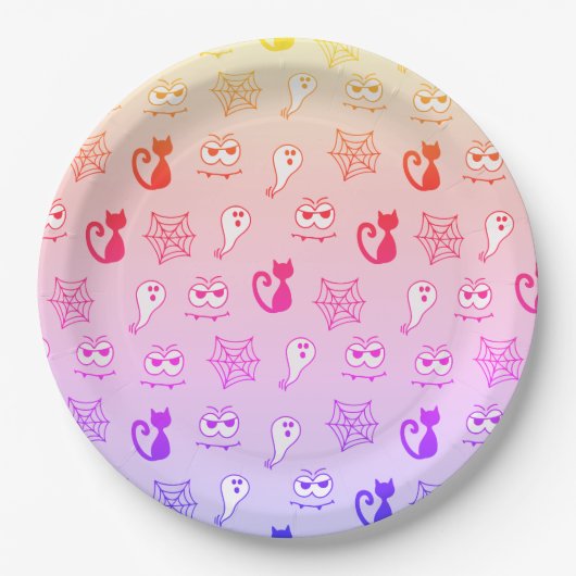 Geist, Spinnennetze und Schwarze Katzen Regenbogen Pappteller (Vorderseite)