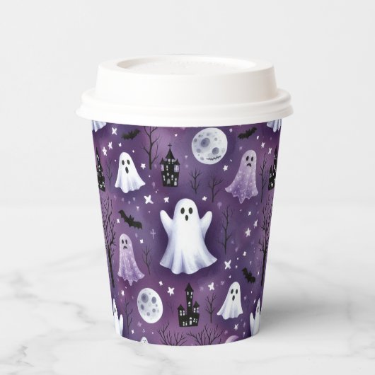 Geist, Spuk Häuser, Vollmonde und Fledermäuse Pappbecher (Links)