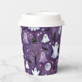 Geist, Spuk Häuser, Vollmonde und Fledermäuse Pappbecher (Rückseite)