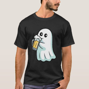 Geist trinkt Bier Lustiger gruseliger Halloween-St T-Shirt