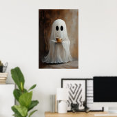 Geist trinkt Kaffee-Druck, Geist-Tee Whimsical Poster (Heimbüro)