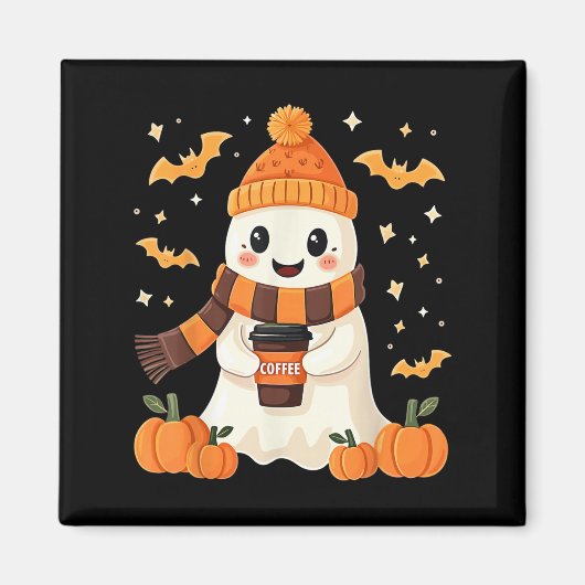 Geist trinkt Kaffee Halloween Süßer Geist Eis Kaff Magnet (Vorne)