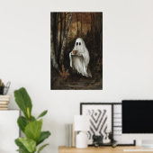 Geist trinkt Kaffee im Herbstwald-Druck, Geist Poster (Heimbüro)