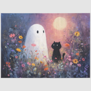 Geist und Katze im mondbeschienenen Garten-Decoupa Seidenpapier