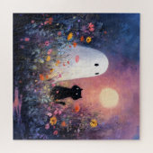 Geist und Katze in Moonlit Garden Puzzle (Horizontal)