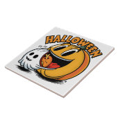 Geist und Kürbis feiern Halloween! Fliese (Seite)