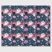 Geist und Kürbis Rosa und Blaues Muster Geschenkpapier (Flach)