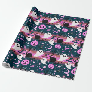 Geist und Kürbis Rosa und Blaues Muster Geschenkpapier