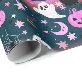Geist und Kürbis Rosa und Blaues Muster Geschenkpapier (Rolleneckpunkt)
