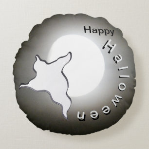 Geist und Mondkust. Happy Halloween Round Pillow Rundes Kissen