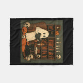 Geist und schwarze Katze gemütliche Halloween-Lese Fleecedecke (Vorderseite (Horizontal))