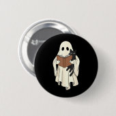 Geist und schwarze Katze lesen Halloween Button (Vorne & Hinten)