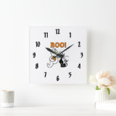 Geist und schwarze Katze Quadratische Wanduhr (Zuhause)
