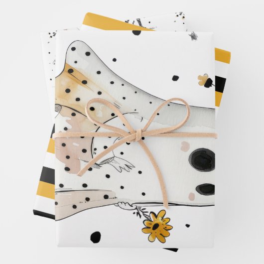 Geist und Sonnenblumen mit gestreiften Muster Hall Geschenkpapier Set (Beispiel)