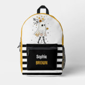 Geist und Sonnenblumen mit Streifenmuster mit Name Bedruckter Rucksack (Vorderseite)