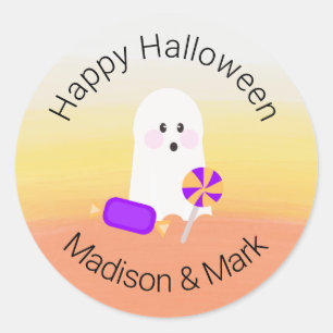 Geist und Wasserfarben Süßigkeiten Halloween Favor Runder Aufkleber
