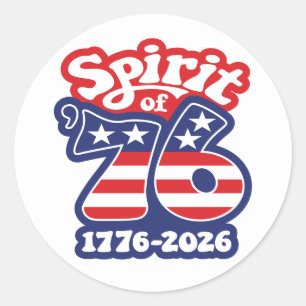 Geist von 76 - Groovy USA 250 - 1776-2026 Runder Aufkleber