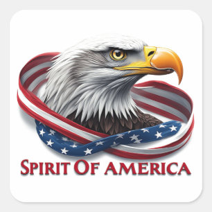 Geist von Amerika Amerikanische Flagge Patriotisch Quadratischer Aufkleber