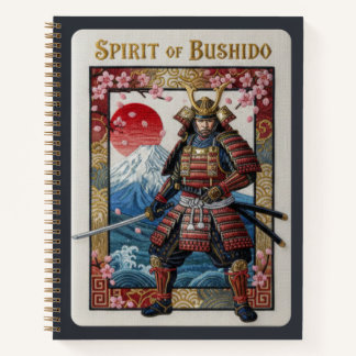 Geist von Bushido Bestickter Samurai & Mount Fuji Notizblock