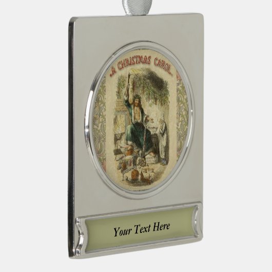Geist von Weihnachten Gegenwart Scrooge Banner-Ornament Silber (Rechts)