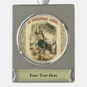 Geist von Weihnachten Gegenwart Scrooge Banner-Ornament Silber (Vorderseite)