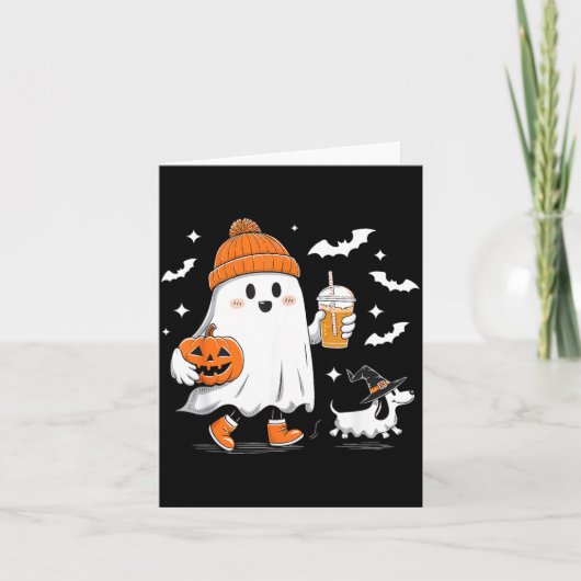 Geist wandernd Dackel Grusel Saison Halloween Karte (Vorderseite)