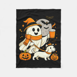 Geist wandernd Dackel Gruselzeit Halloween Fleecedecke