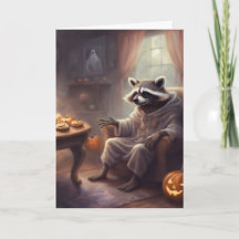 Geist-Waschbär Halloween-Spaß-Grußkarte