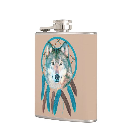 Geist-Wolf-Traum-Fänger-Vinylflasche Flachmann (Links)