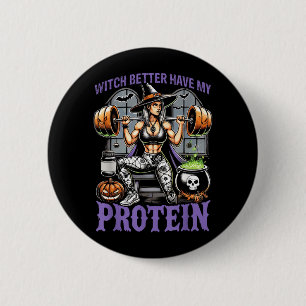 Geist Workout Hexe Besser Habe Protein Halloween Button