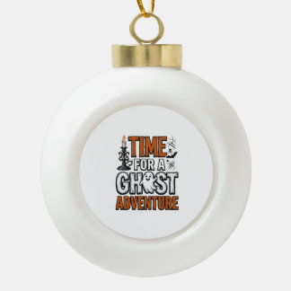 Geister-Abenteuer-Halloween-Vintage-Typografie-Des Keramik Kugel-Ornament