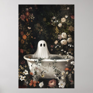 Geister-Badewanne-Blumenporträt, Dark Academia Poster