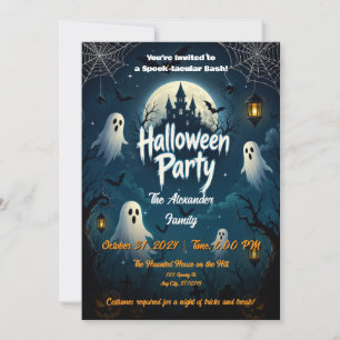 Geister Blaue Nacht Halloween-Party-Einladung Einladung