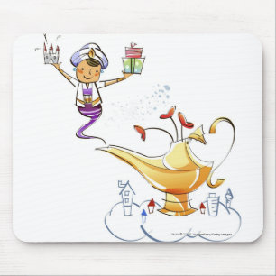 Geister, die ein Haus und Geschenke von einer Mousepad