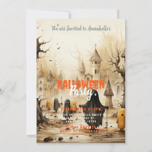 Geister Fledermäuse Halloween-Party im rustikalen  Einladung