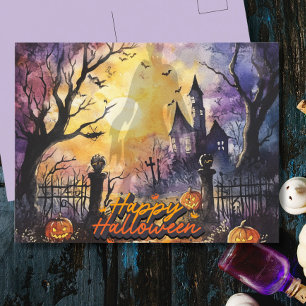 Geister Glühen Geisterhaus Halloween Feiertagspostkarte