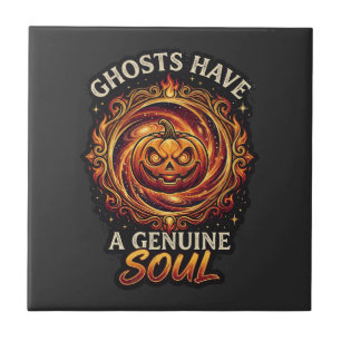 Geister haben echte Seelen Haloween-Kürbis-Feuer S Fliese