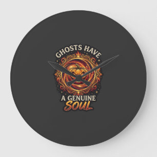 Geister haben echte Seelen Haloween-Kürbis-Feuer S Große Wanduhr